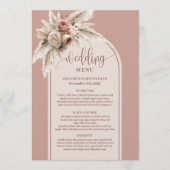 Rustic Boho Dusty Rose Pampas Floral Wedding Menu Menükarte (Vorderseite)