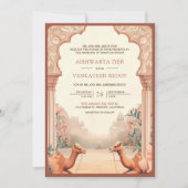 Rustic Boho Earthy Floral Indian Camel Wedding Einladung (Vorderseite)
