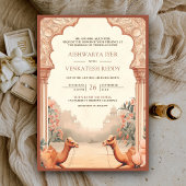 Rustic Boho Earthy Floral Indian Camel Wedding Einladung
