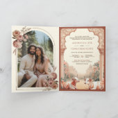 Rustic Boho Earthy Floral Indian Cow Wedding Einladung (Innenseite)