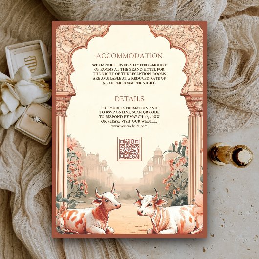 Rustic Boho Earthy Floral Indian Cow Wedding Einladung