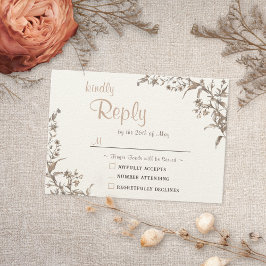Rustic Boho Earthy Neutral Wildlfower RSVP Card Karte