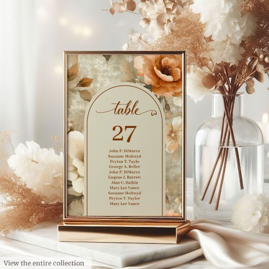 Rustic Boho Earthy Rusty Ivory Sage Floral Wedding Tischnummer