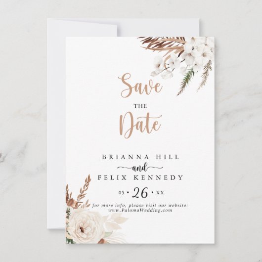 Rustic Boho Elegant Blumenhochzeit Save The Date (Vorderseite)