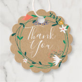 Rustic Boho Elegant Floral Garland Vielen Dank Geschenkanhänger (Vorderseite)