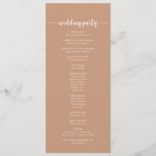 Rustic Boho Elegant Floral Wedding Program Programm (Rückseite)