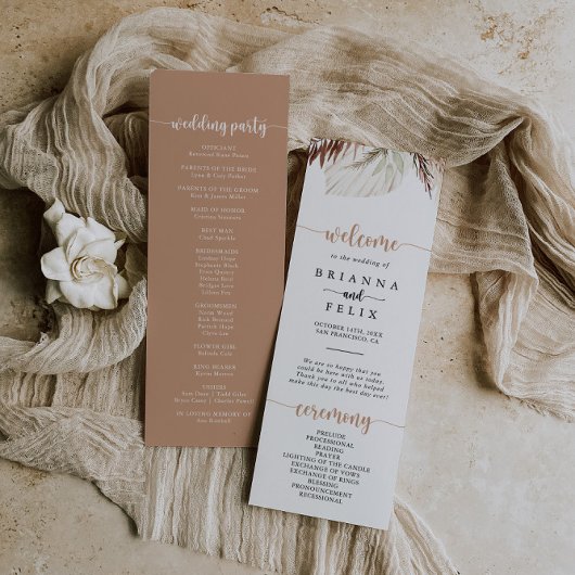 Rustic Boho Elegant Floral Wedding Program Programm