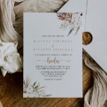 Rustic Boho Elegant Spanische Hochzeit in der Blüt Einladung<br><div class="desc">Diese rustikale boho elegante spanische Hochzeitseinladung ist perfekt für eine Hochzeit in Urlaubsort. Die Einrichtung besteht aus Aquarellcreme,  weißen,  braunen Blume und grünem Pampasgras in eleganten Bouquets.</div>