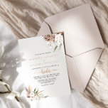 Rustic Boho Elegant Spanische Hochzeit in der Blüt Einladung<br><div class="desc">Diese rustikale boho elegante spanische Hochzeitseinladung ist perfekt für eine Hochzeit in Urlaubsort. Die Einrichtung besteht aus Aquarellcreme,  weißen,  braunen Blume und grünem Pampasgras in eleganten Bouquets.</div>