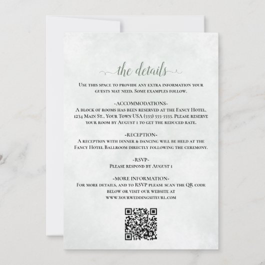 Rustic Boho Eucalyptus & Lavender QR Code Wedding Einladung (Rückseite)