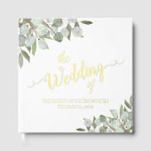 Rustic Boho Eucalyptus Verlasst Elegante Foil Wedd Gästebuch (Vorderseite)