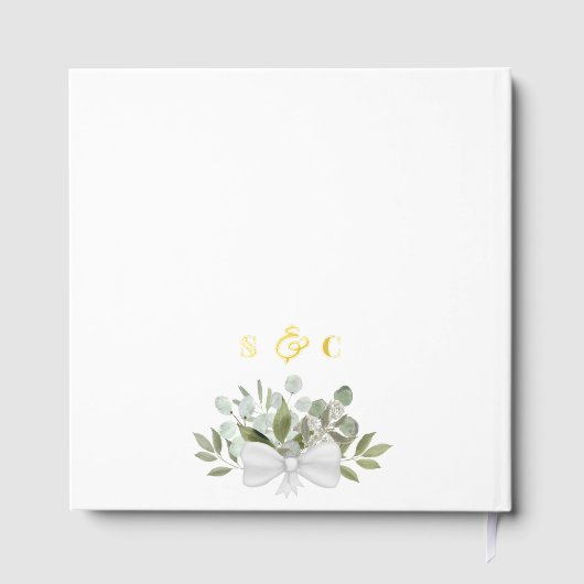 Rustic Boho Eucalyptus Verlasst Elegante Foil Wedd Gästebuch (Rückseite)
