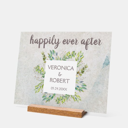 Rustic Boho Eukalyptus Greenerity Hochzeitsempfang Acrylschild (Winkel)