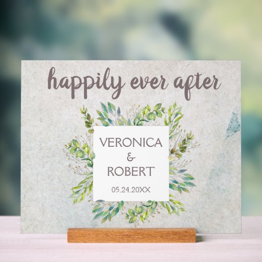Rustic Boho Eukalyptus Greenerity Hochzeitsempfang Acrylschild (Neutral)