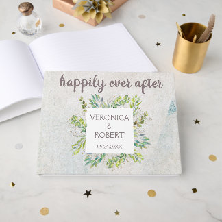 Rustic Boho Eukalyptus Greenerity Hochzeitsempfang Gästebuch