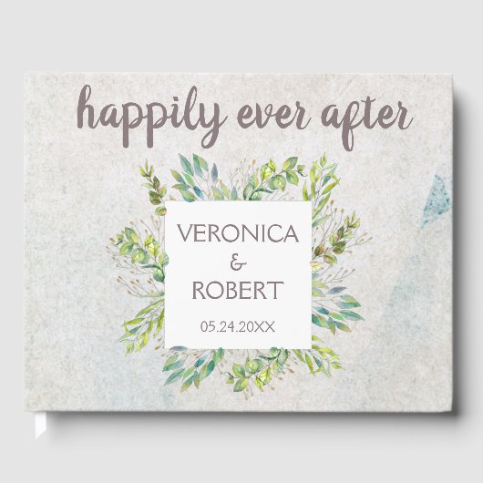 Rustic Boho Eukalyptus Greenerity Hochzeitsempfang Gästebuch (Vorderseite)