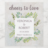 Rustic Boho Eukalyptus Greenerity Hochzeitsempfang Weinetikett (Einzelnes Label)