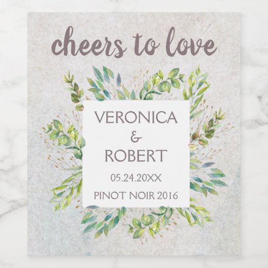 Rustic Boho Eukalyptus Greenerity Hochzeitsempfang Weinetikett (Einzelnes Label)