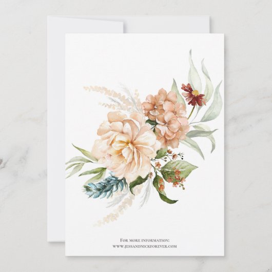 Rustic Boho Fall Blume Hochzeit Einladung (Rückseite)