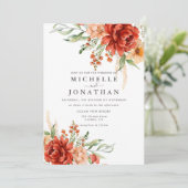 Rustic Boho Fall Blume Hochzeit Einladung (Stehend Vorderseite)