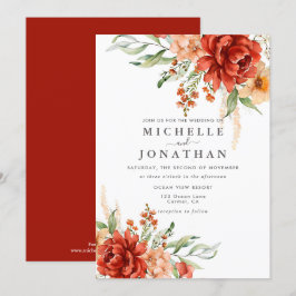 Rustic Boho Fall Blume Hochzeit Einladung