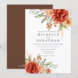Rustic Boho Fall Blume Hochzeit Einladung