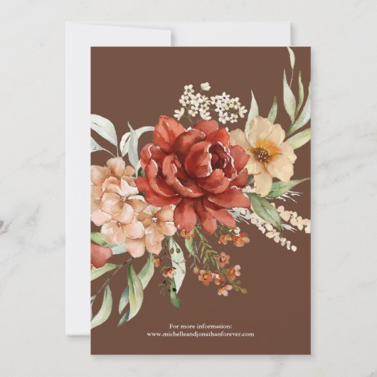 Rustic Boho Fall Blume Hochzeit Einladung (Rückseite)