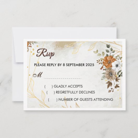 Rustic Boho Fall floral RSVP Card anpassen Karte (Vorderseite)