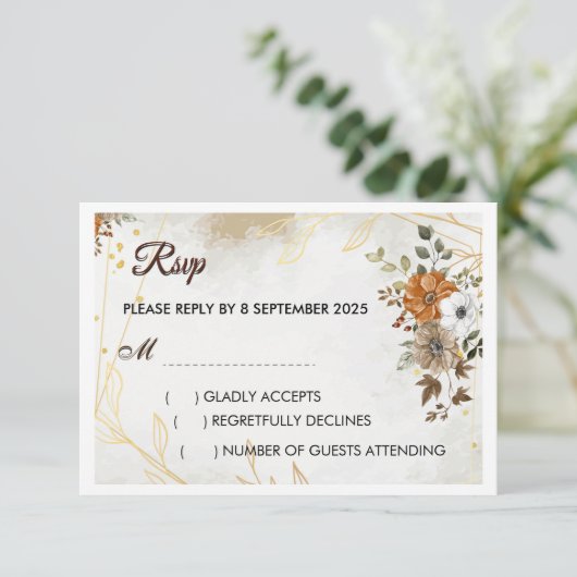 Rustic Boho Fall floral RSVP Card anpassen Karte (Stehend Vorderseite)