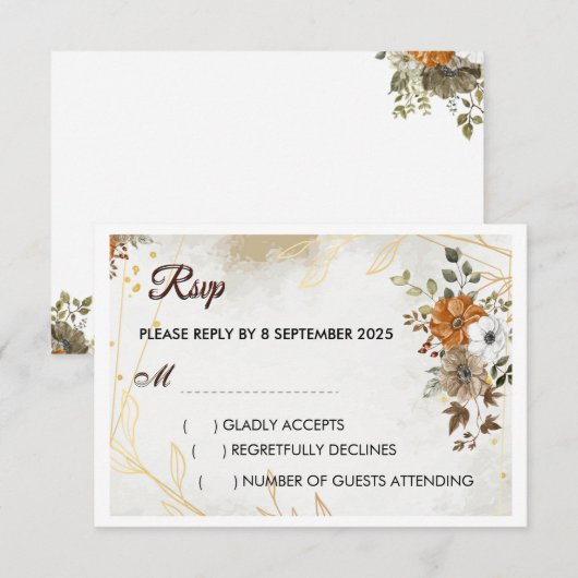 Rustic Boho Fall floral RSVP Card anpassen Karte (Vorne/Hinten)