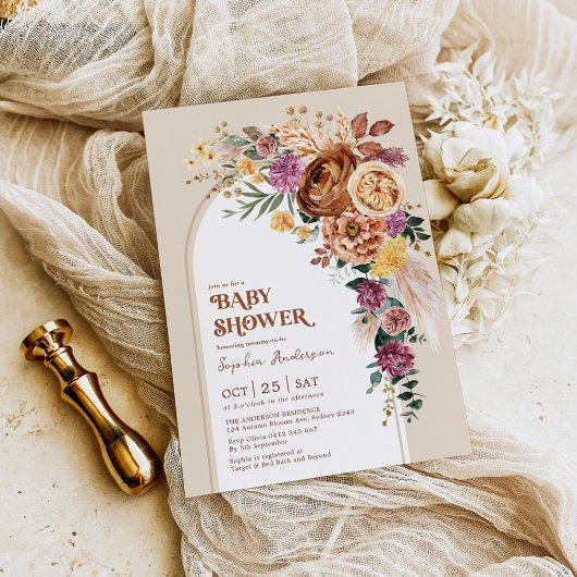 Rustic Boho Fall Garden Floral Baby Dusche Einladung