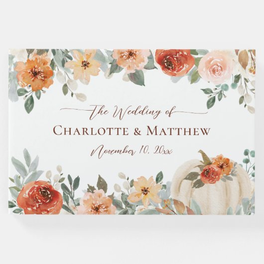 Rustic Boho Fall Herbst Pumpkin Blumenhochzeit Gästebuch (Vorderseite)