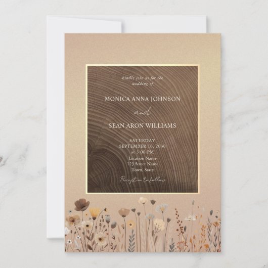Rustic Boho Fall Wildblumen Hochzeit Einladung (Vorderseite)