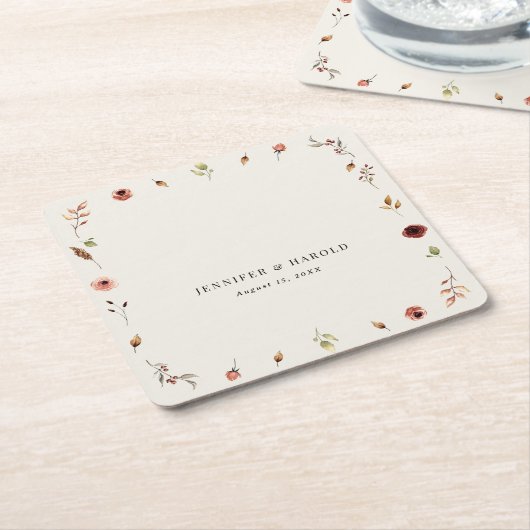 Rustic Boho Fall Wildblumen Hochzeit oder Verlobun Rechteckiger Pappuntersetzer (angewinkelt)