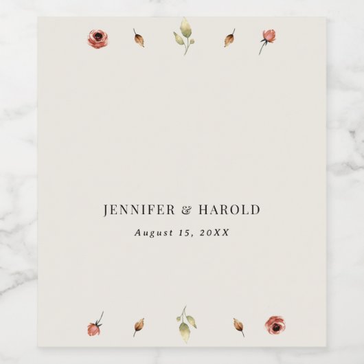 Rustic Boho Fall Wildblumen Hochzeit oder Verlobun Weinetikett (Einzelnes Label)