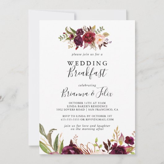 Rustic Boho farbenfrohe Blumenzwiebelfrühstück Einladung (Vorderseite)