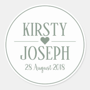 Rustic Boho Feather Green Spring Wedding Sticker