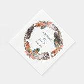 Rustic Boho Feather Wreath Wedding Serviette (Ecke)