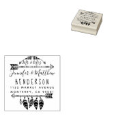 Rustic Boho Feathers and Arrows Mr. & Mrs. Address Gummistempel (Stempel)