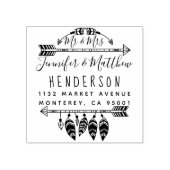 Rustic Boho Feathers and Arrows Mr. & Mrs. Address Gummistempel (Prägung)