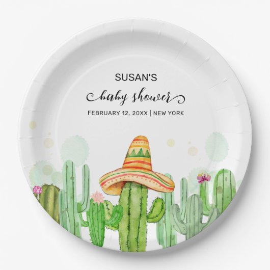 Rustic Boho Fiesta Cactus Taco 'Bout A Baby Shoote Pappteller (Vorderseite)