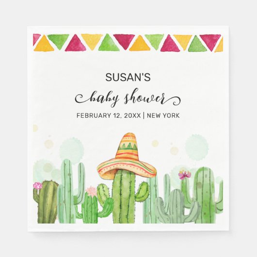 Rustic Boho Fiesta Cactus Taco 'Bout A Baby Shoote Serviette (Vorderseite)