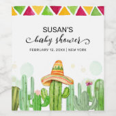 Rustic Boho Fiesta Cactus Taco 'Bout A Baby Shoote Weinetikett (Einzelnes Label)