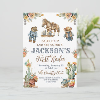 Rustic Boho First Rodeo Wild West Boy 1. Geburtsta Einladung