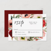 Rustic Boho Floral and Burgundy Wedding RSVP (Vorne/Hinten)