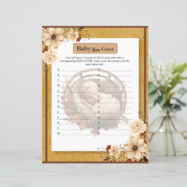Rustic Boho Floral Baby Dusche Name Spiel
