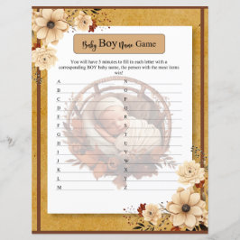 Rustic Boho Floral Baby Shower Baby Boy Name Game