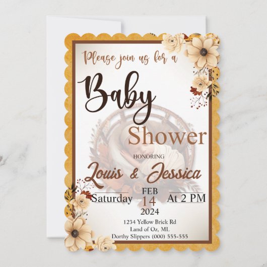 Rustic Boho Floral Baby Shower Einladungen (Rückseite)