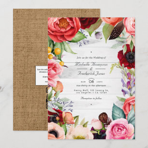 Rustic Boho Floral Bohemisch QR Code UAWG Wedding Einladung