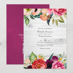 Rustic Boho Floral Bohemisch QR Code UAWG Wedding  Einladung